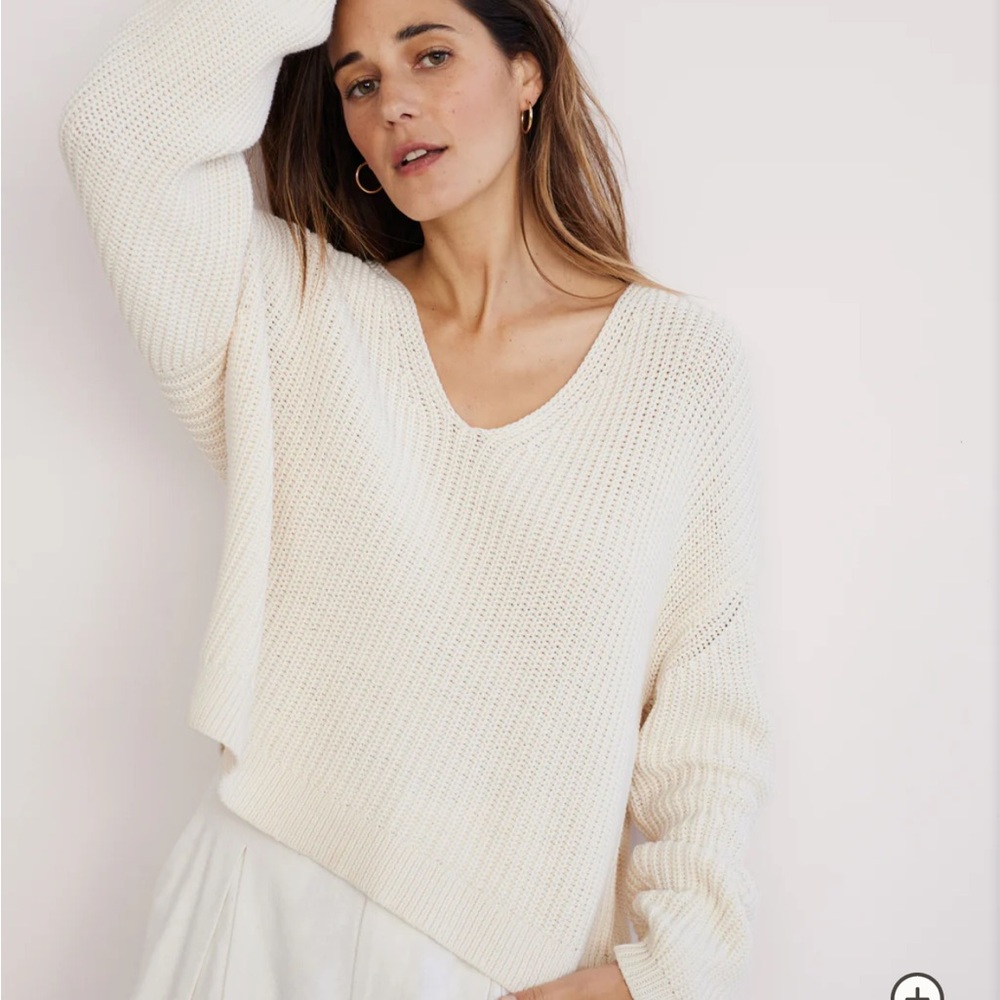 Jenni Kayne Cropped Cotton Cabin Sweater S